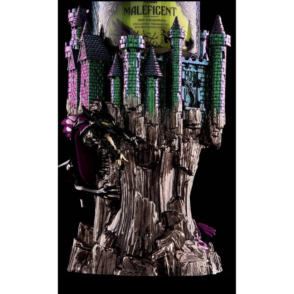 Bath & Body Works Maleficent Dragon Castle Disney 3-Wick Candle Holder NIB